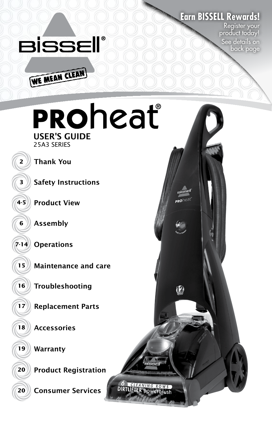 Bissell PROHEAT 25A3 User Manual | 20 pages