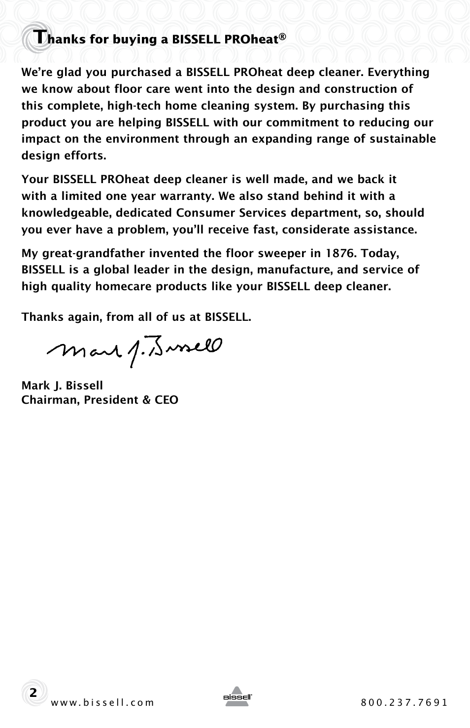 Bissell PROHEAT 25A3 User Manual | Page 2 / 20