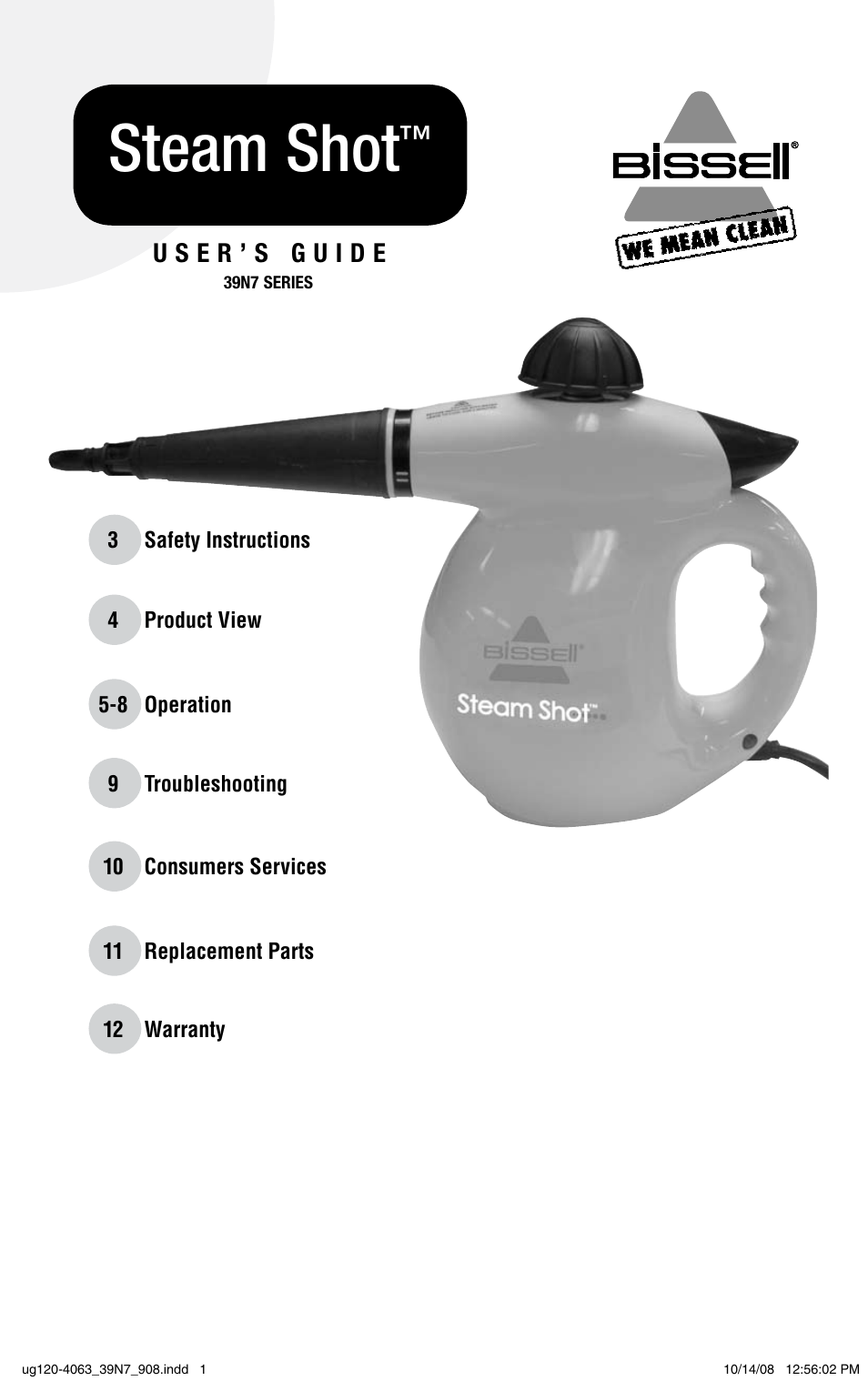 Bissell 39N7 User Manual | 12 pages