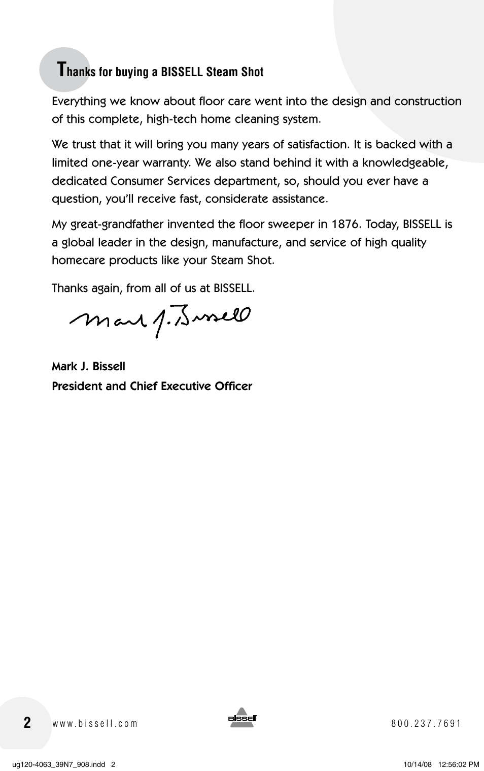 Bissell 39N7 User Manual | Page 2 / 12