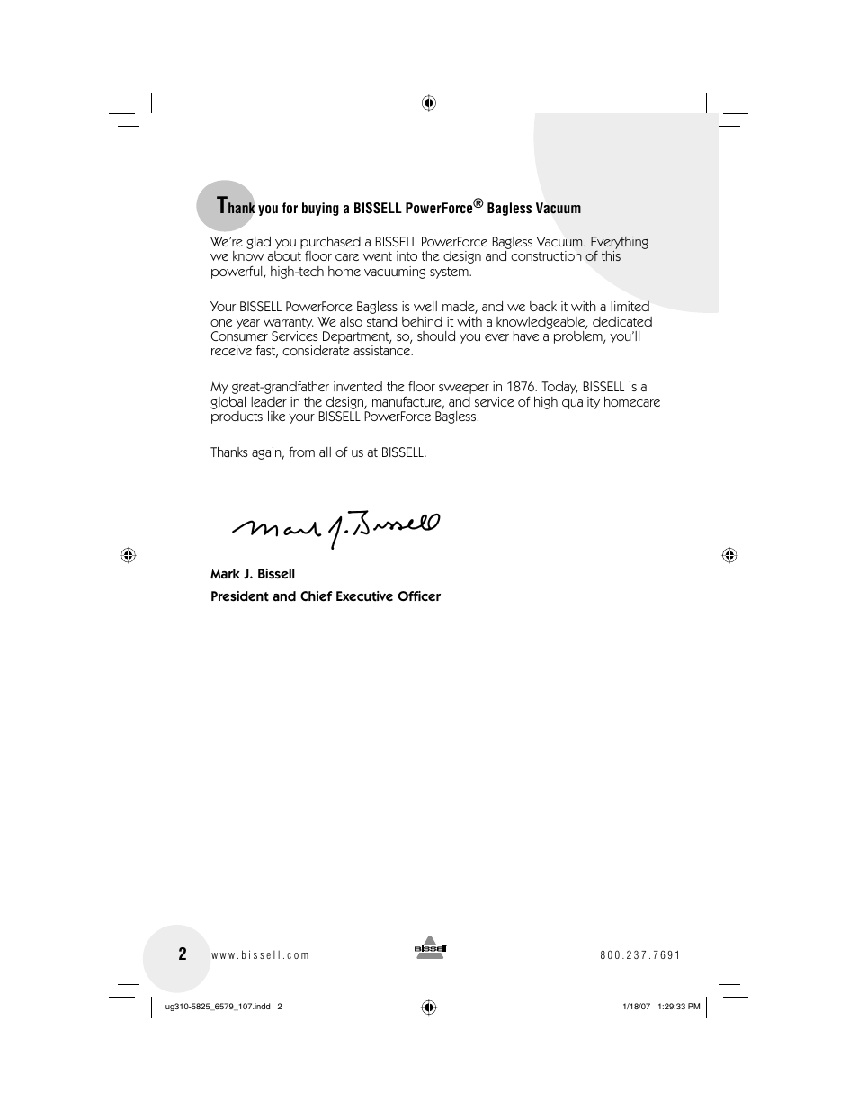 Bissell Powerforce bagless 6579 series User Manual | Page 2 / 16