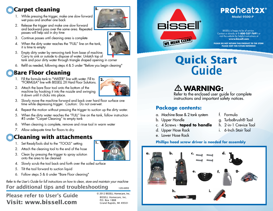 Bissell ProHeat 2X 9500-P User Manual | 2 pages