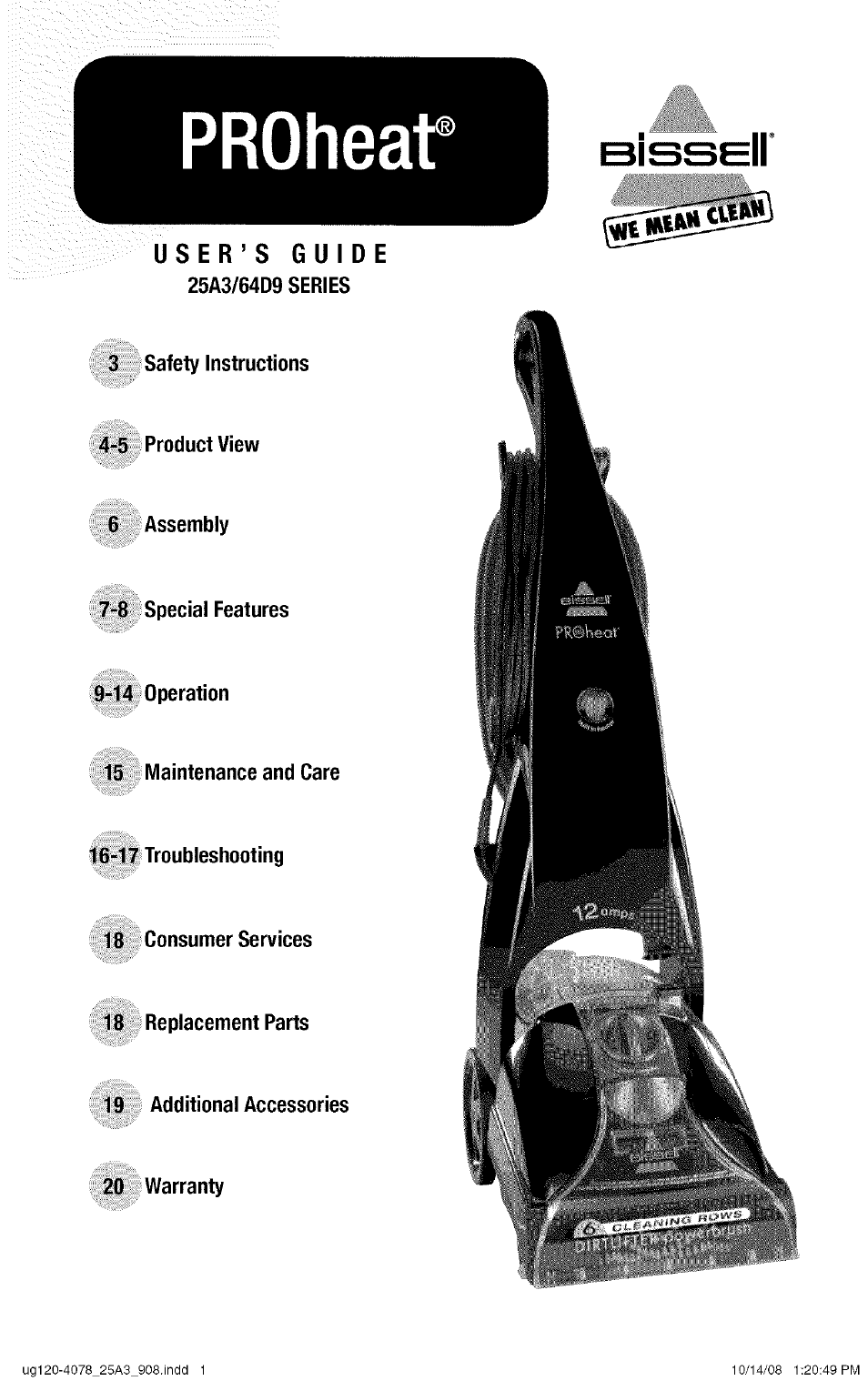 Bissell 25A3 User Manual | 20 pages