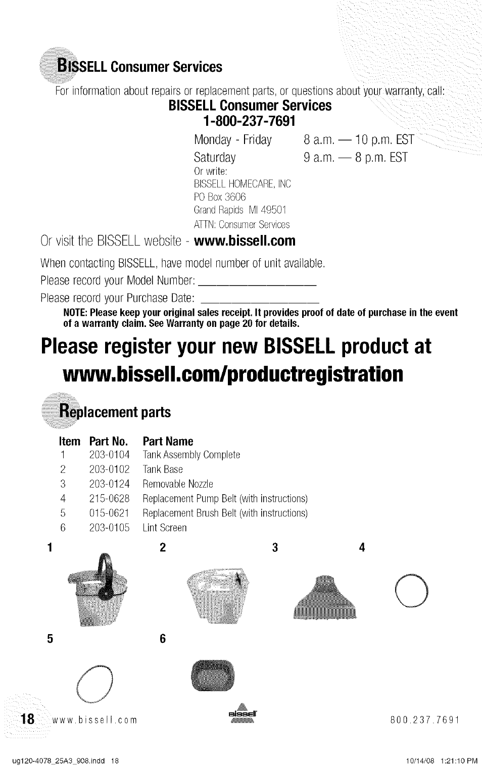 Bissell 25A3 User Manual | Page 18 / 20