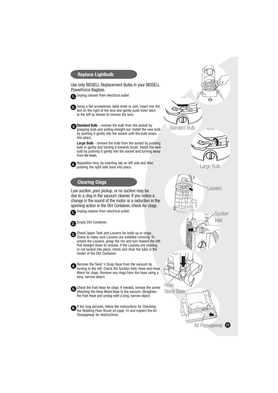Bissell Powerforce bagless 6594 series User Manual | Page 11 / 16