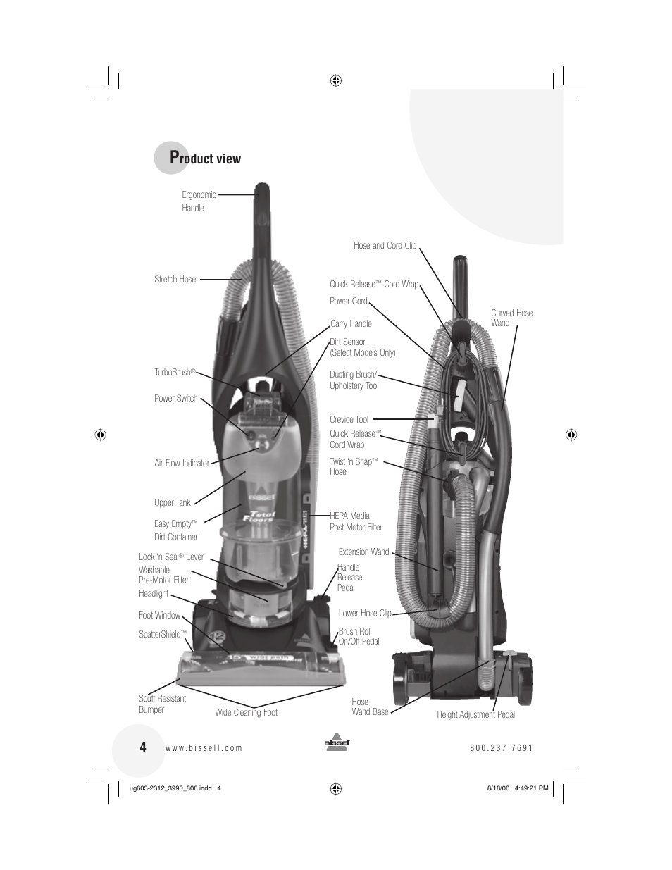 Roduct view | Bissell 6393 Series User Manual | Page 4 / 20