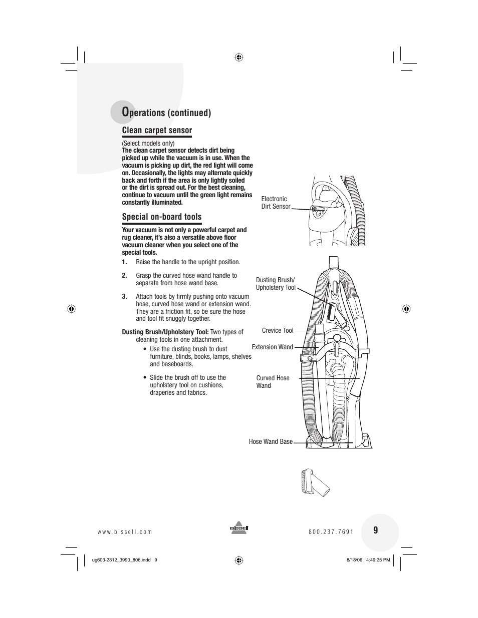 Perations (continued) 9 | Bissell 6393 Series User Manual | Page 9 / 20