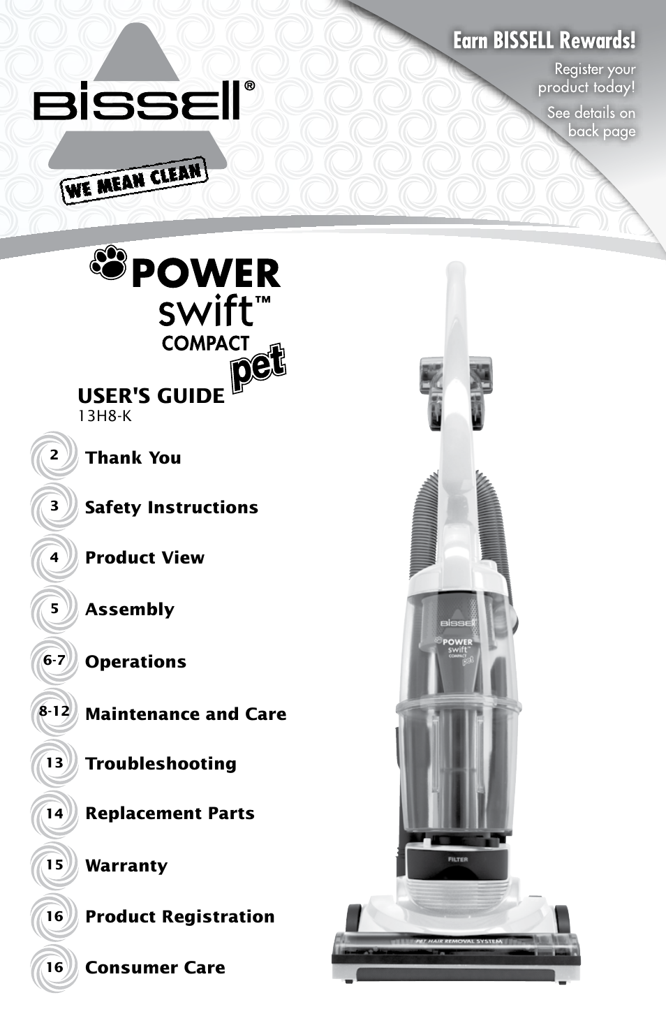 Bissell POWER GROOM COMPACT PET 13H8 User Manual | 16 pages