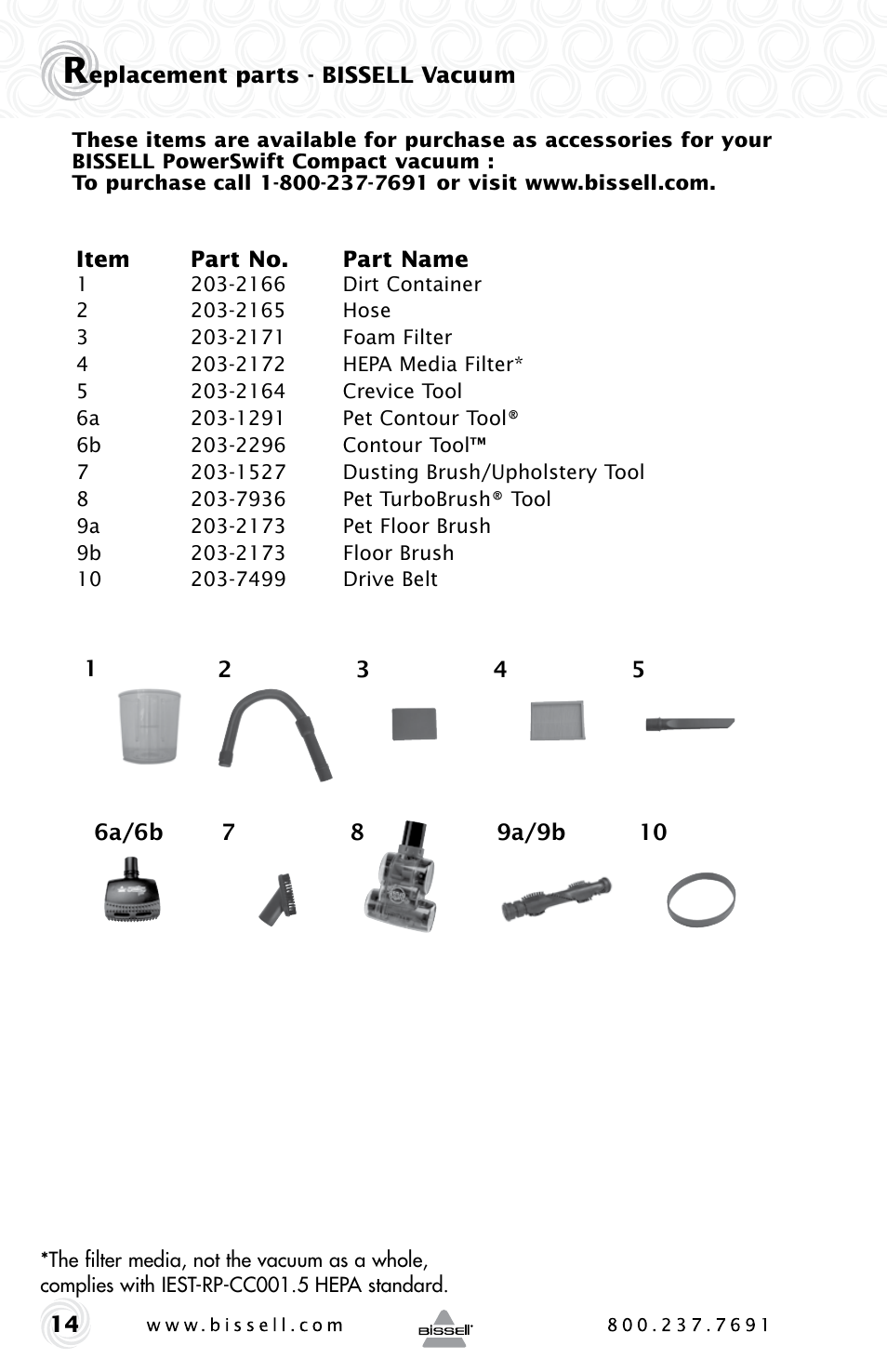 Bissell POWER GROOM COMPACT PET 13H8 User Manual | Page 14 / 16