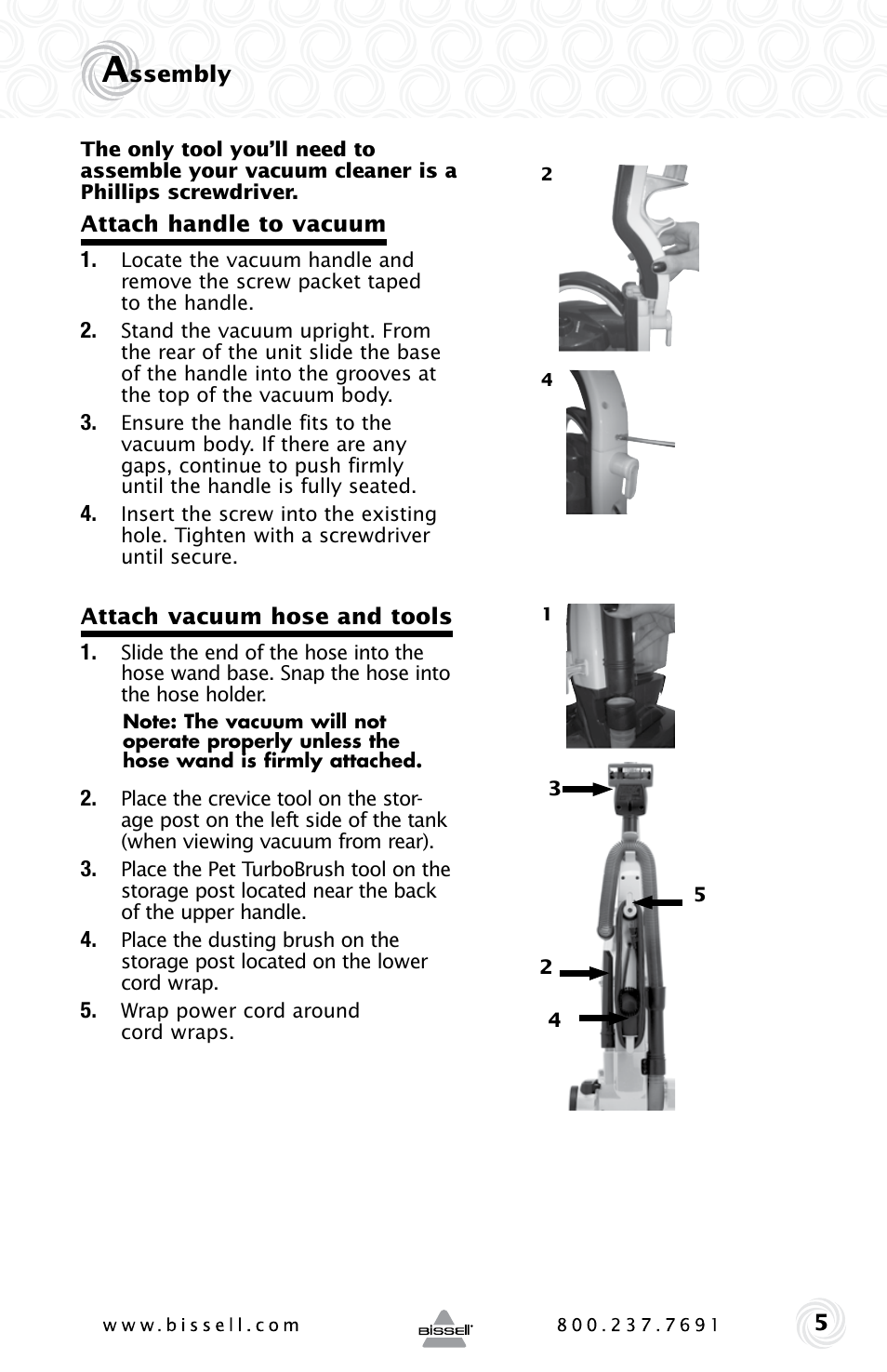 Bissell POWER GROOM COMPACT PET 13H8 User Manual | Page 5 / 16