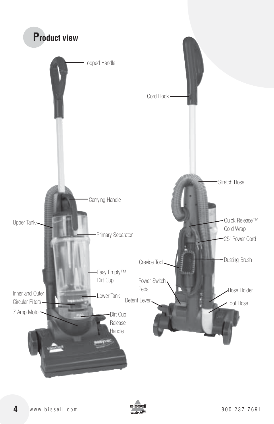 Roduct view | Bissell 3130 User Manual | Page 4 / 16