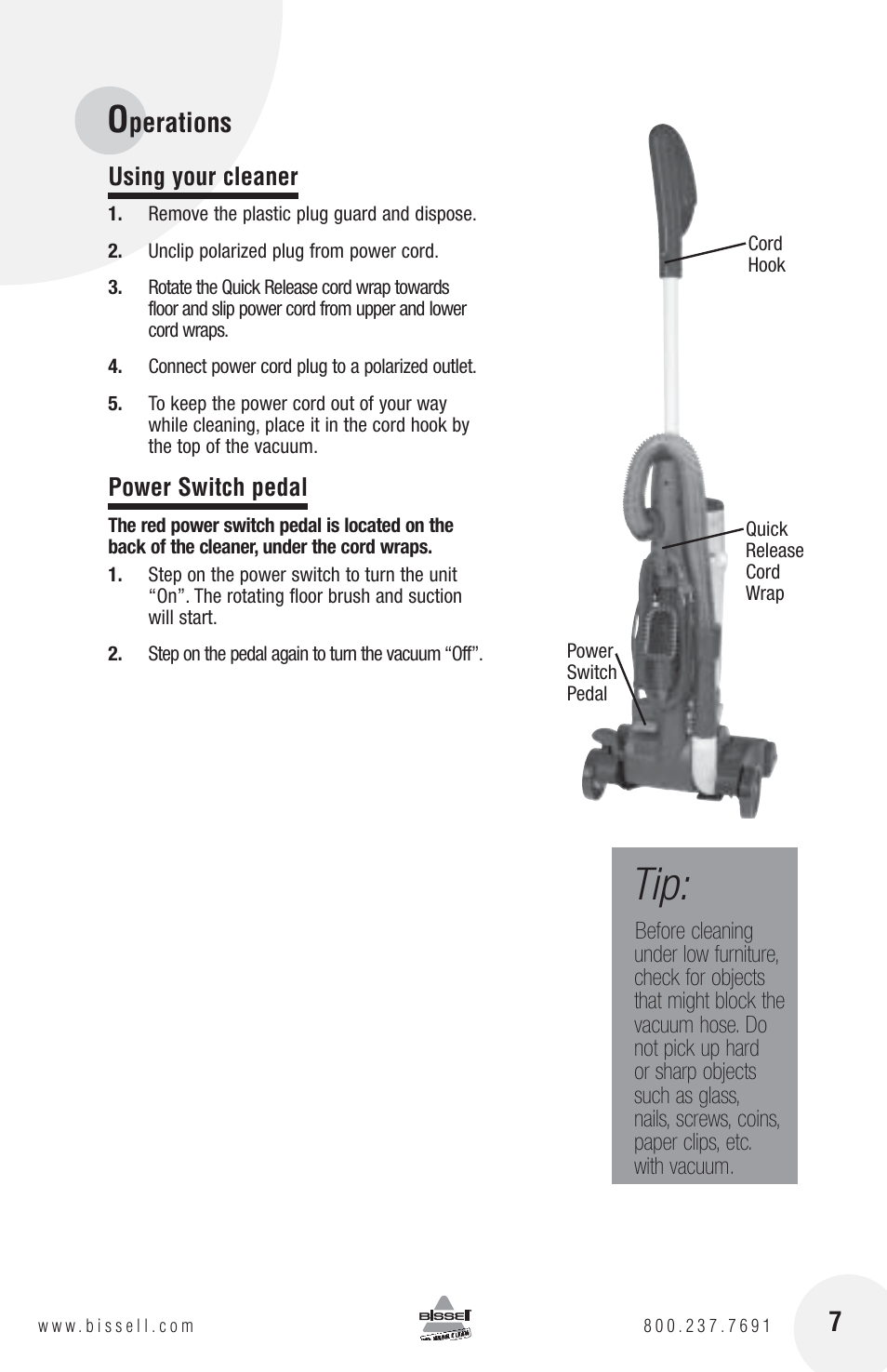 Perations | Bissell 3130 User Manual | Page 7 / 16