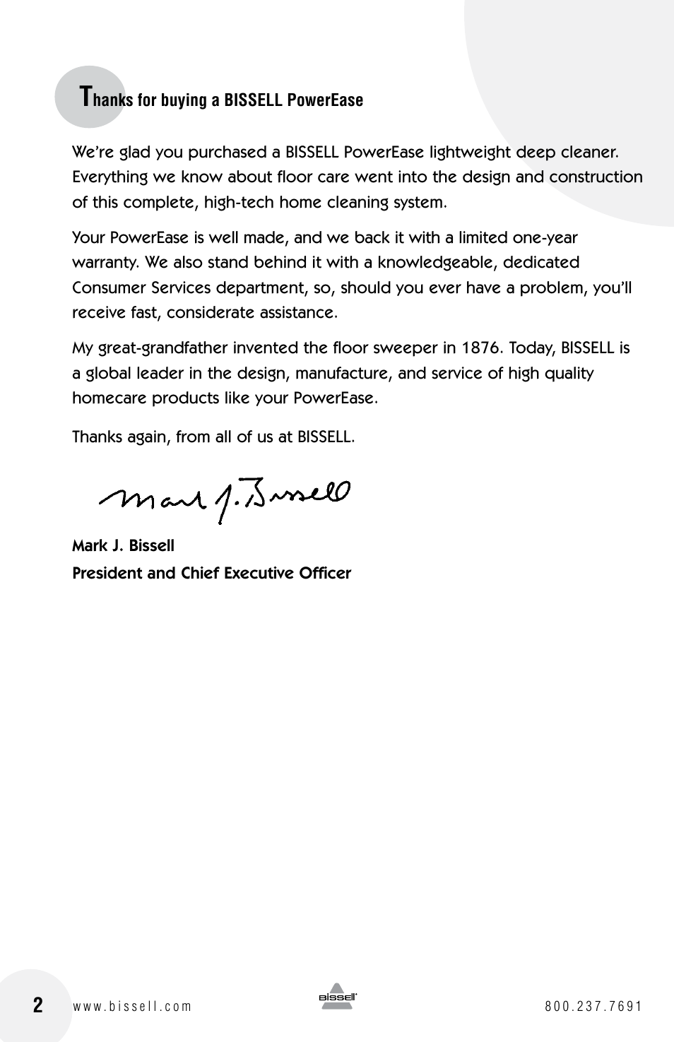 Bissell POWEREASE 76R9 User Manual | Page 2 / 12