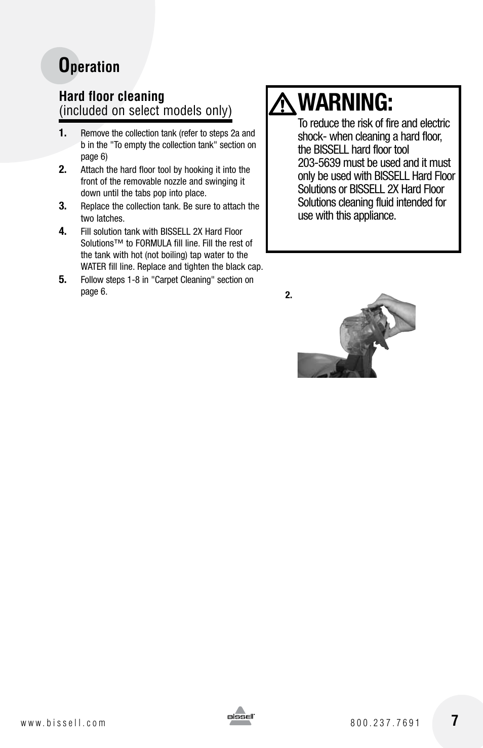 Warning, Peration | Bissell POWEREASE 76R9 User Manual | Page 7 / 12