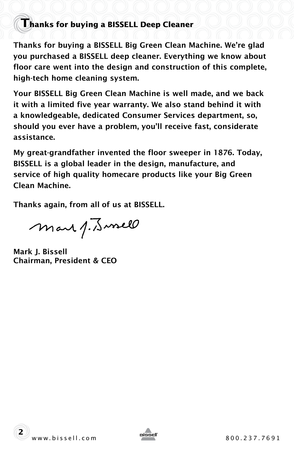 Bissell BIGGREEN 86T3 User Manual | Page 2 / 20