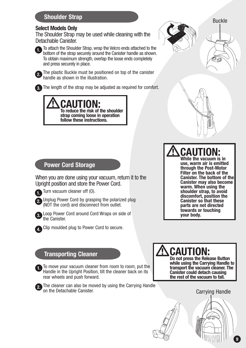Caution | Bissell 6850 SERIES User Manual | Page 9 / 16