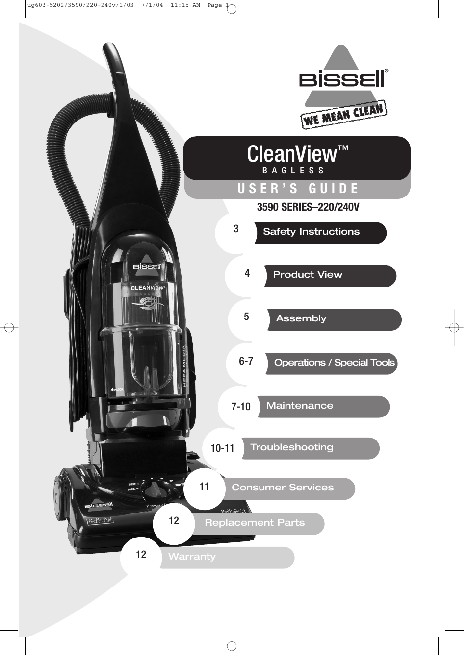 Bissell 3590 User Manual | 12 pages