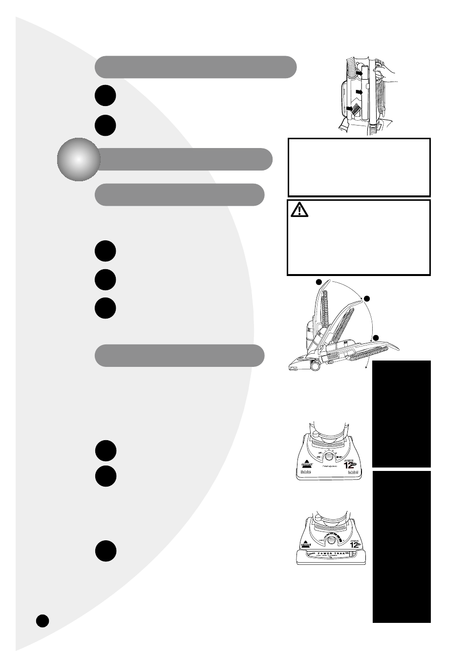 Caution, Notice, How to use your bissell cleanview handle positions | Power height adjustment, Attach vacuum hose and tools continued | Bissell 3575 User Manual | Page 6 / 15