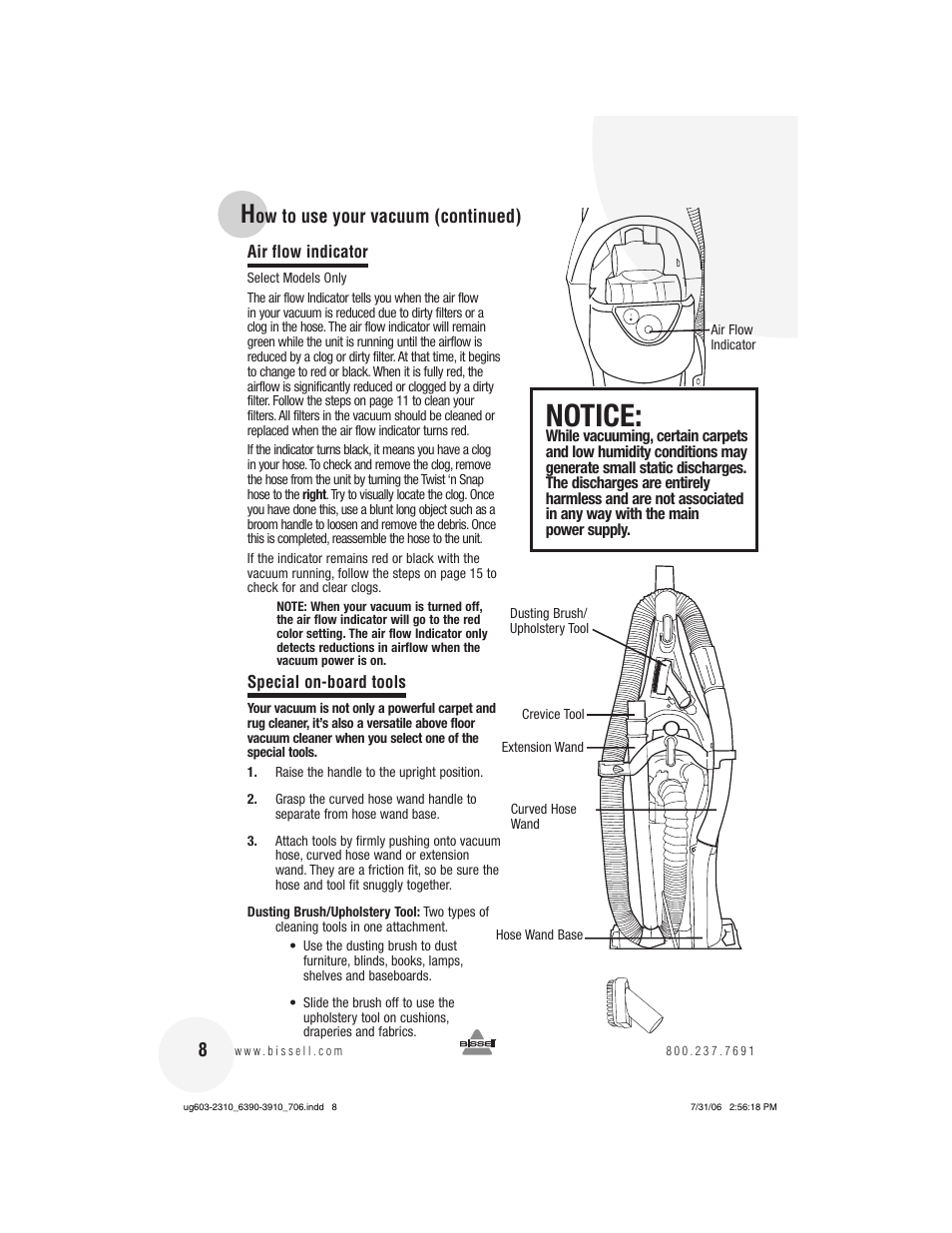 Notice | Bissell 3910 User Manual | Page 8 / 20