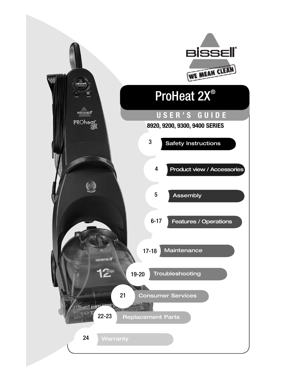 Bissell PROHEAT2X 8920 User Manual | 24 pages