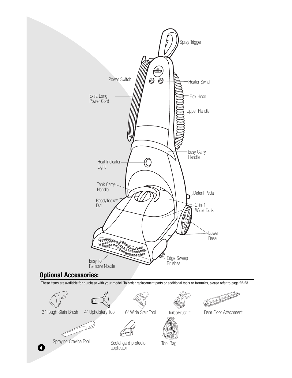 Optional accessories | Bissell PROHEAT2X 8920 User Manual | Page 4 / 24