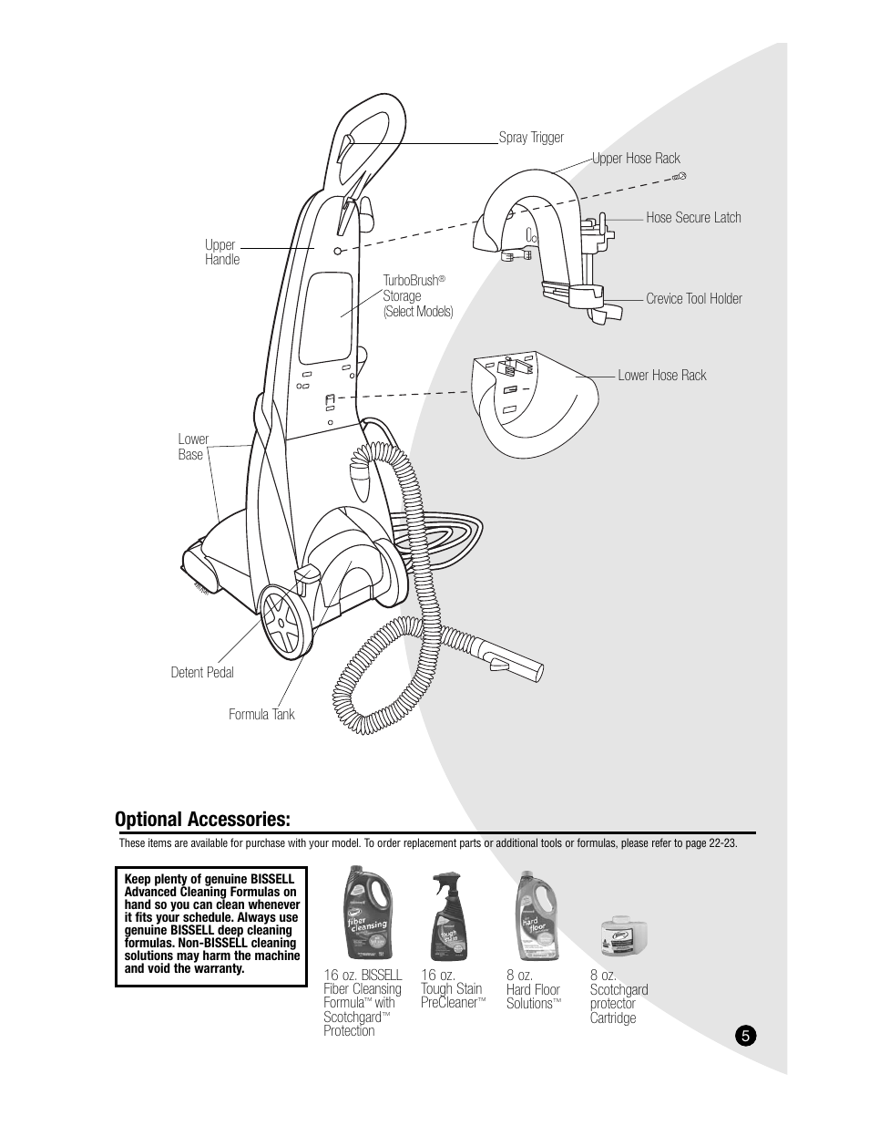 Optional accessories | Bissell PROHEAT2X 8920 User Manual | Page 5 / 24