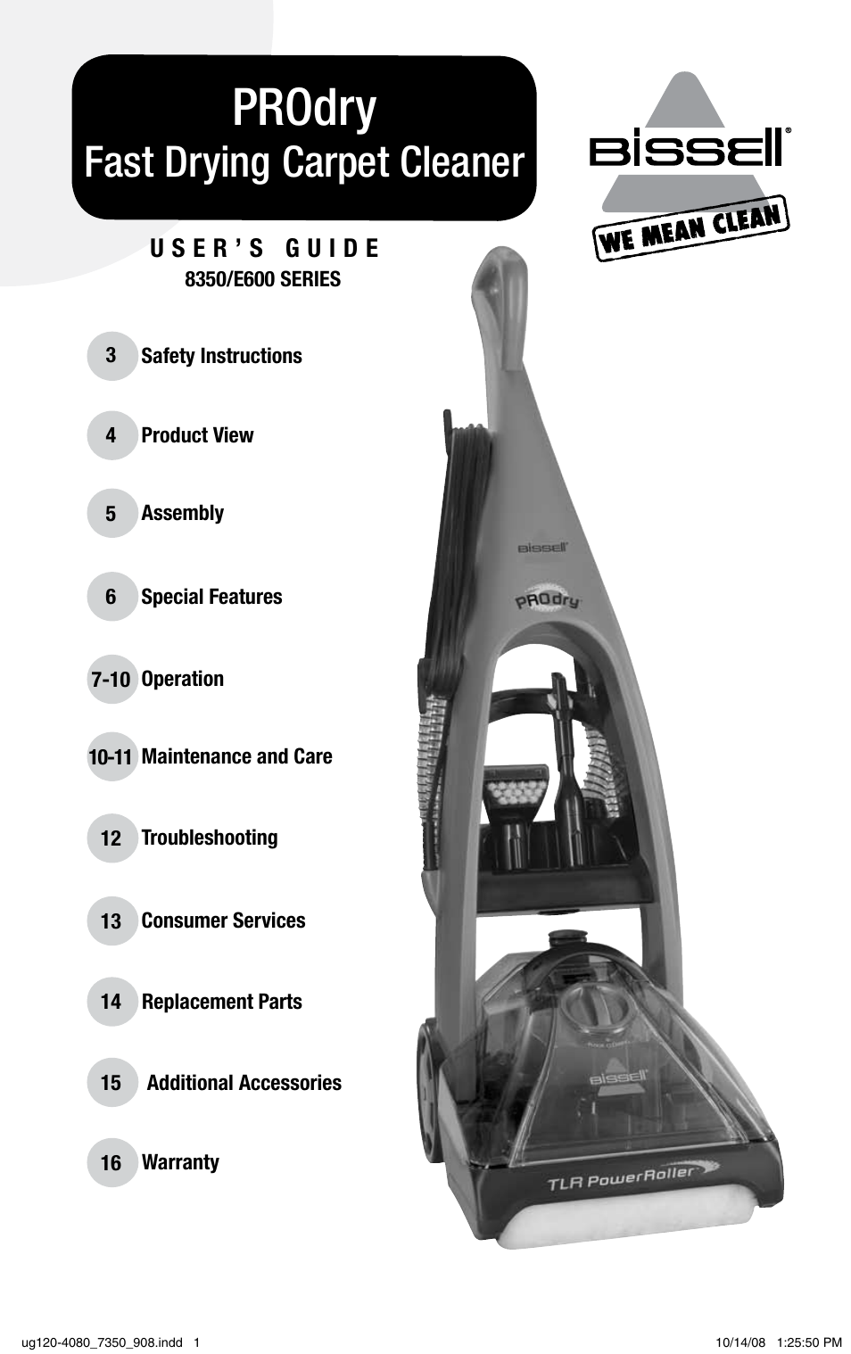 Bissell PRODRY 8350 User Manual | 16 pages