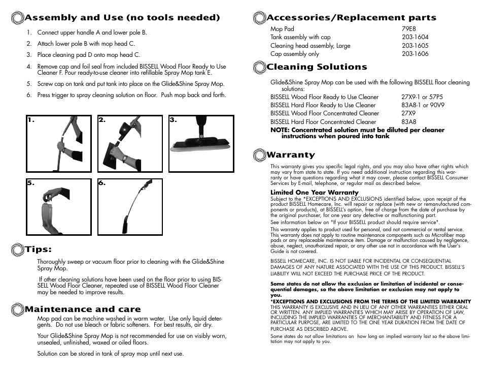 Bissell 85E3 SERIES User Manual | Page 2 / 2