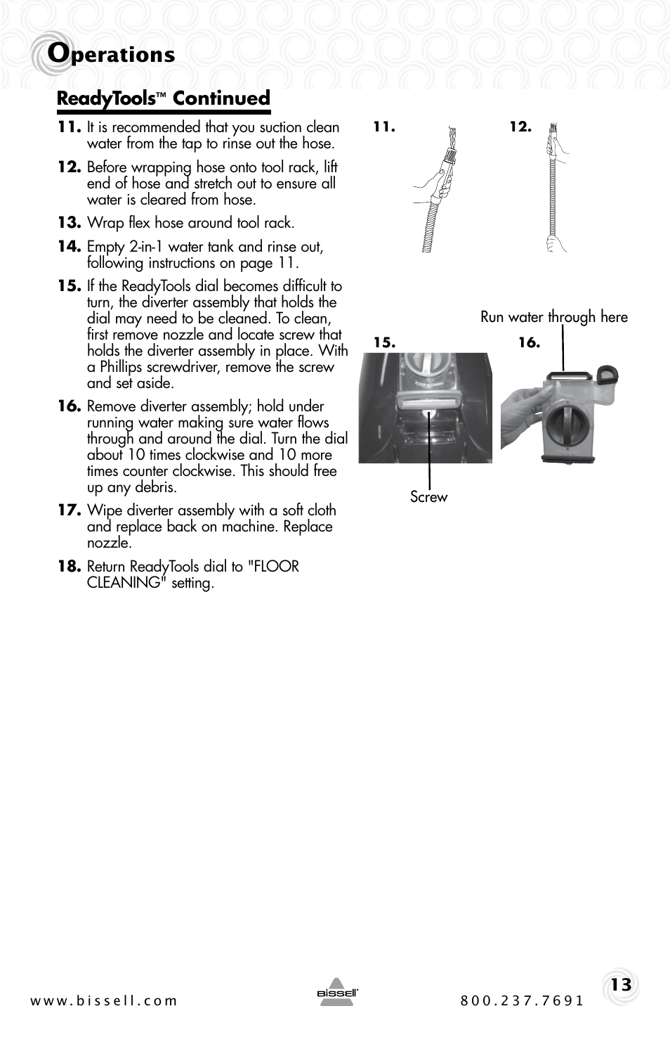 Perations, Readytools, Continued | Bissell Proheat 2SA3 User Manual | Page 13 / 60