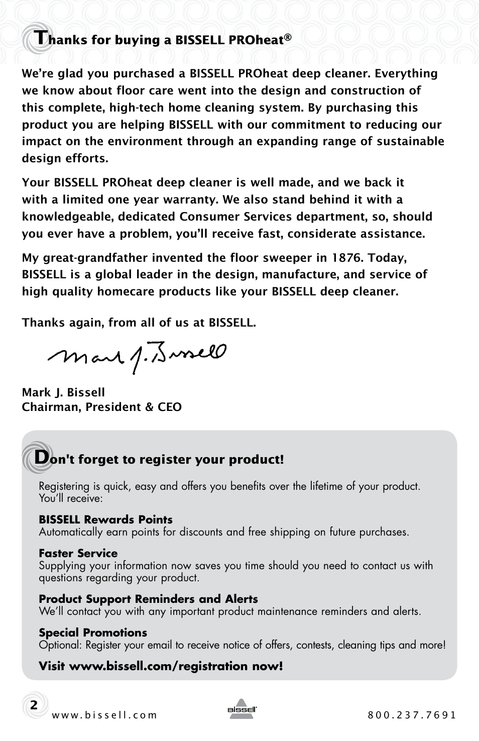 Bissell Proheat 2SA3 User Manual | Page 2 / 60