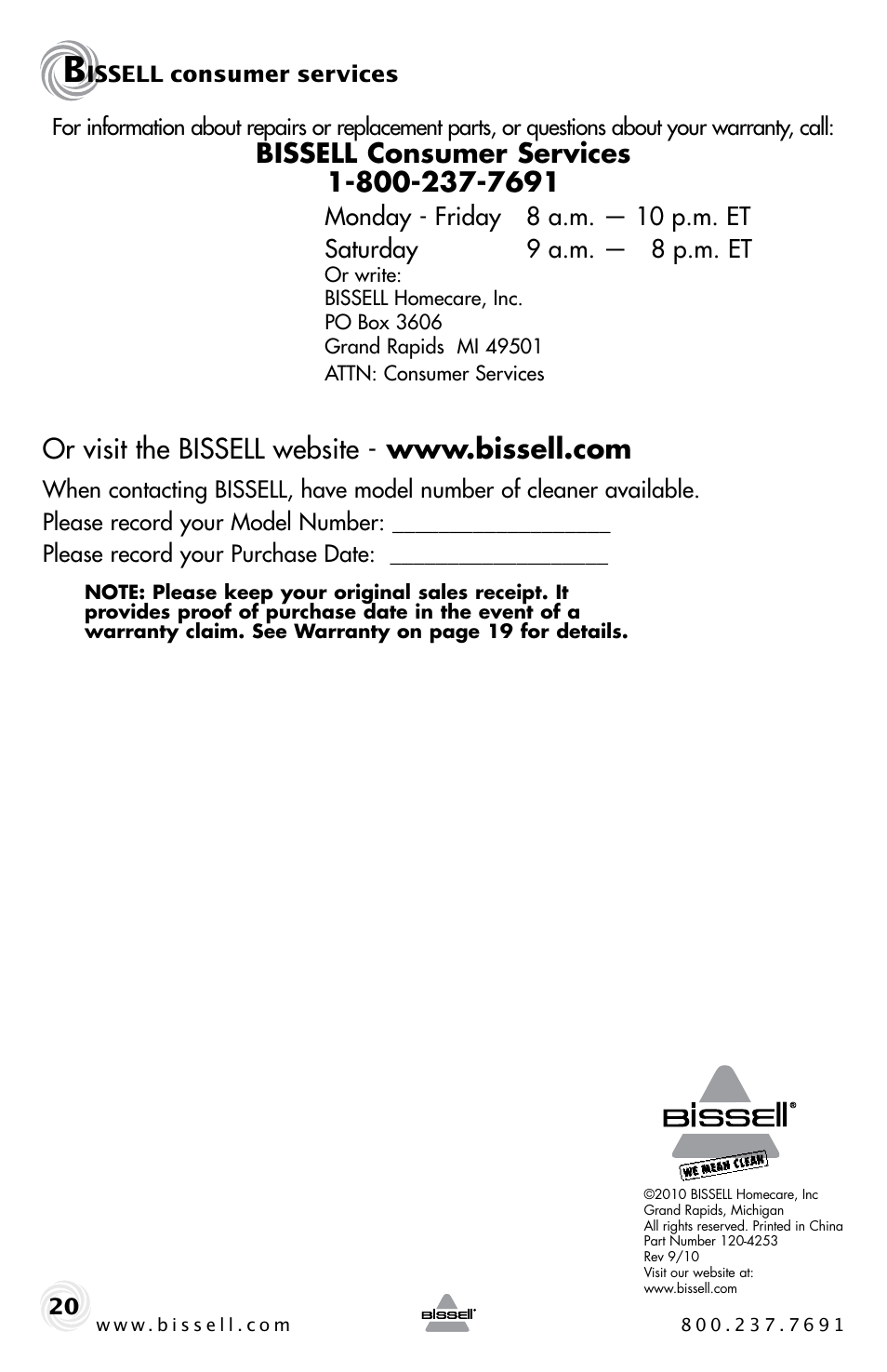 Bissell Proheat 2SA3 User Manual | Page 20 / 60