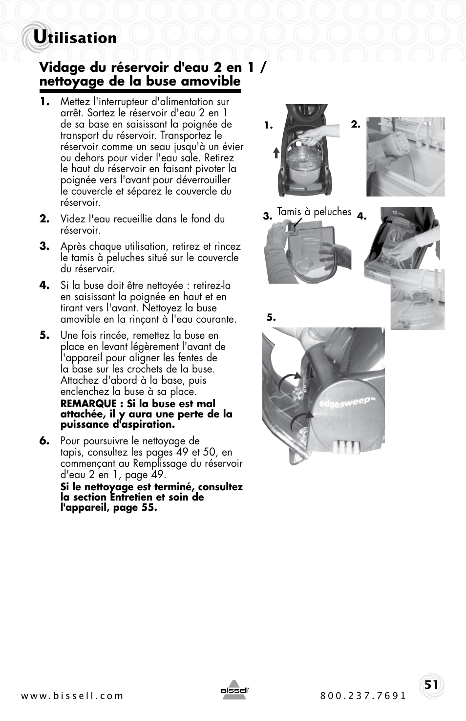 Tilisation | Bissell Proheat 2SA3 User Manual | Page 51 / 60