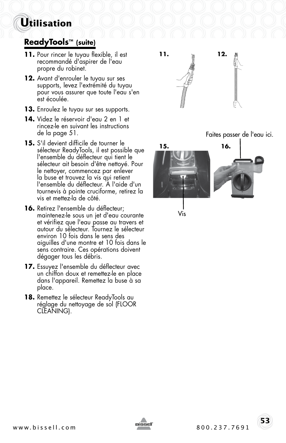Tilisation, Readytools | Bissell Proheat 2SA3 User Manual | Page 53 / 60