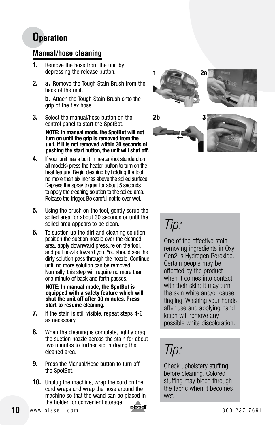Peration | Bissell Spot Bot 1200 series User Manual | Page 10 / 16
