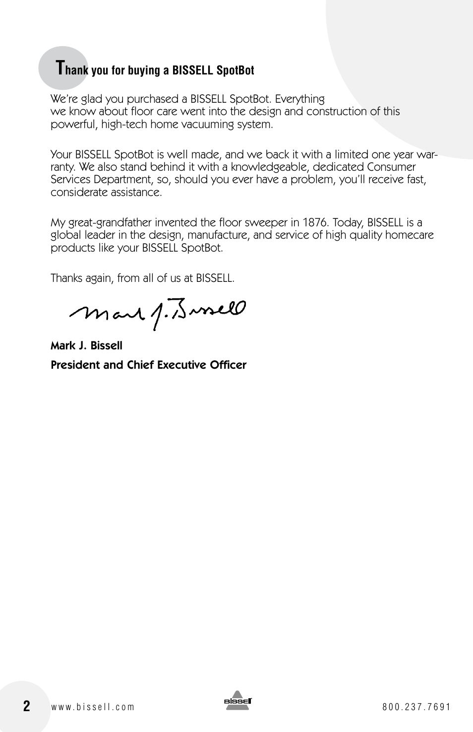 Bissell Spot Bot 1200 series User Manual | Page 2 / 16