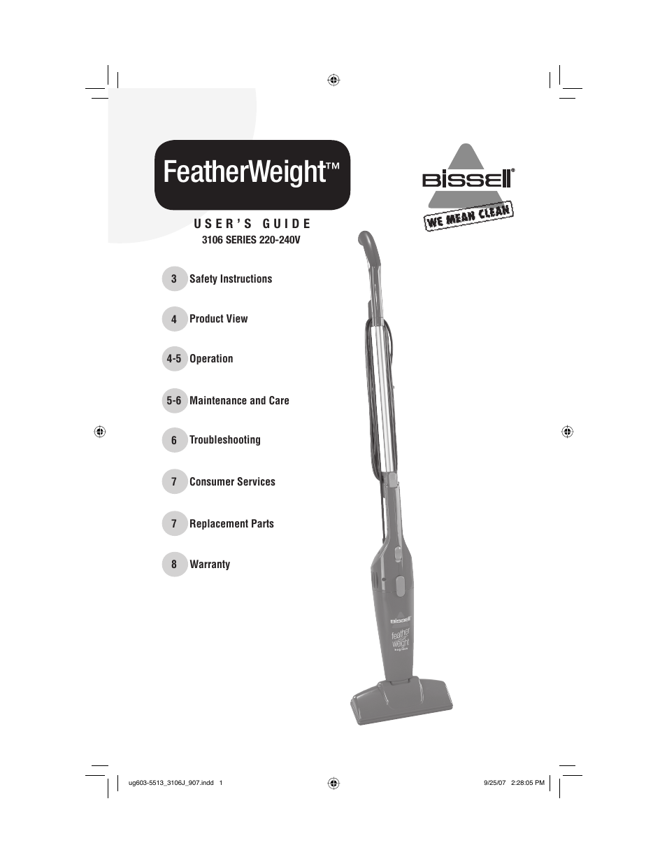 Bissell 3106 User Manual | 8 pages