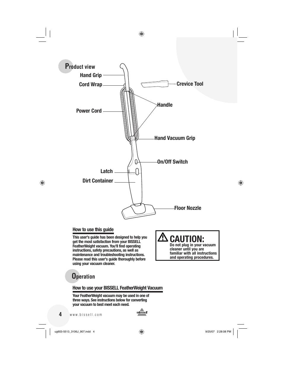 Caution | Bissell 3106 User Manual | Page 4 / 8