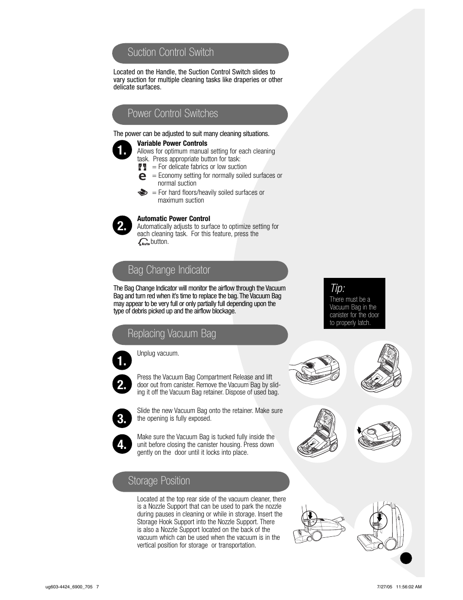 Storage position | Bissell 6900 User Manual | Page 7 / 12