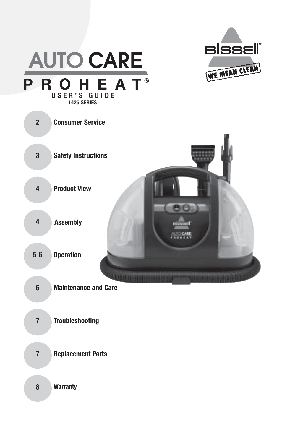 Bissell PROHEAT 1425 User Manual | 8 pages