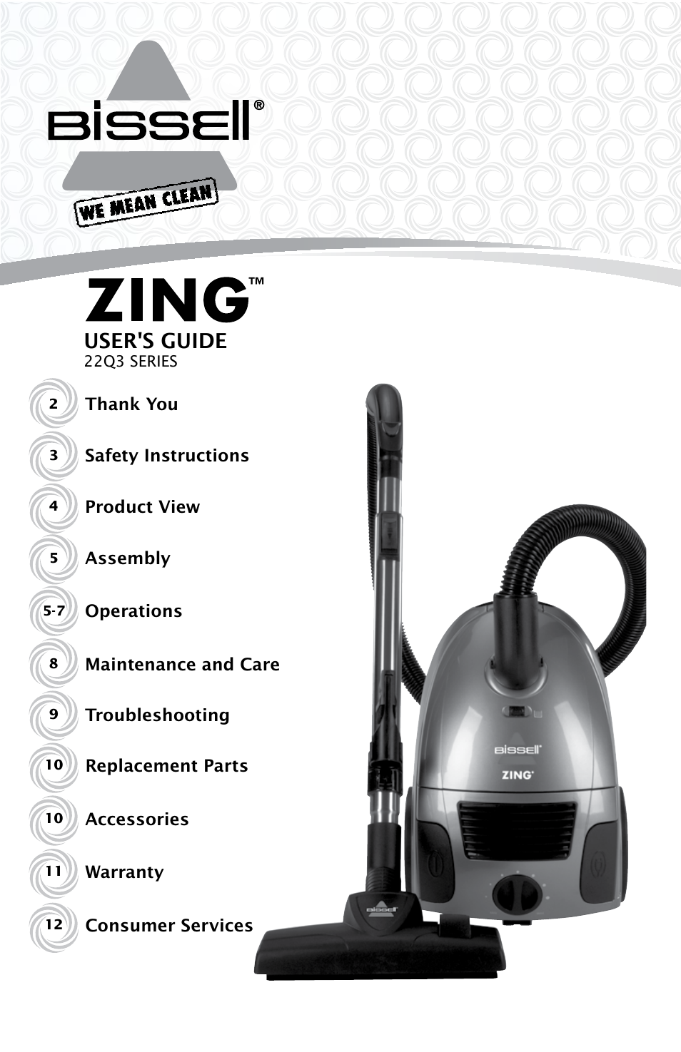 Bissell ZING 22Q3 User Manual | 12 pages