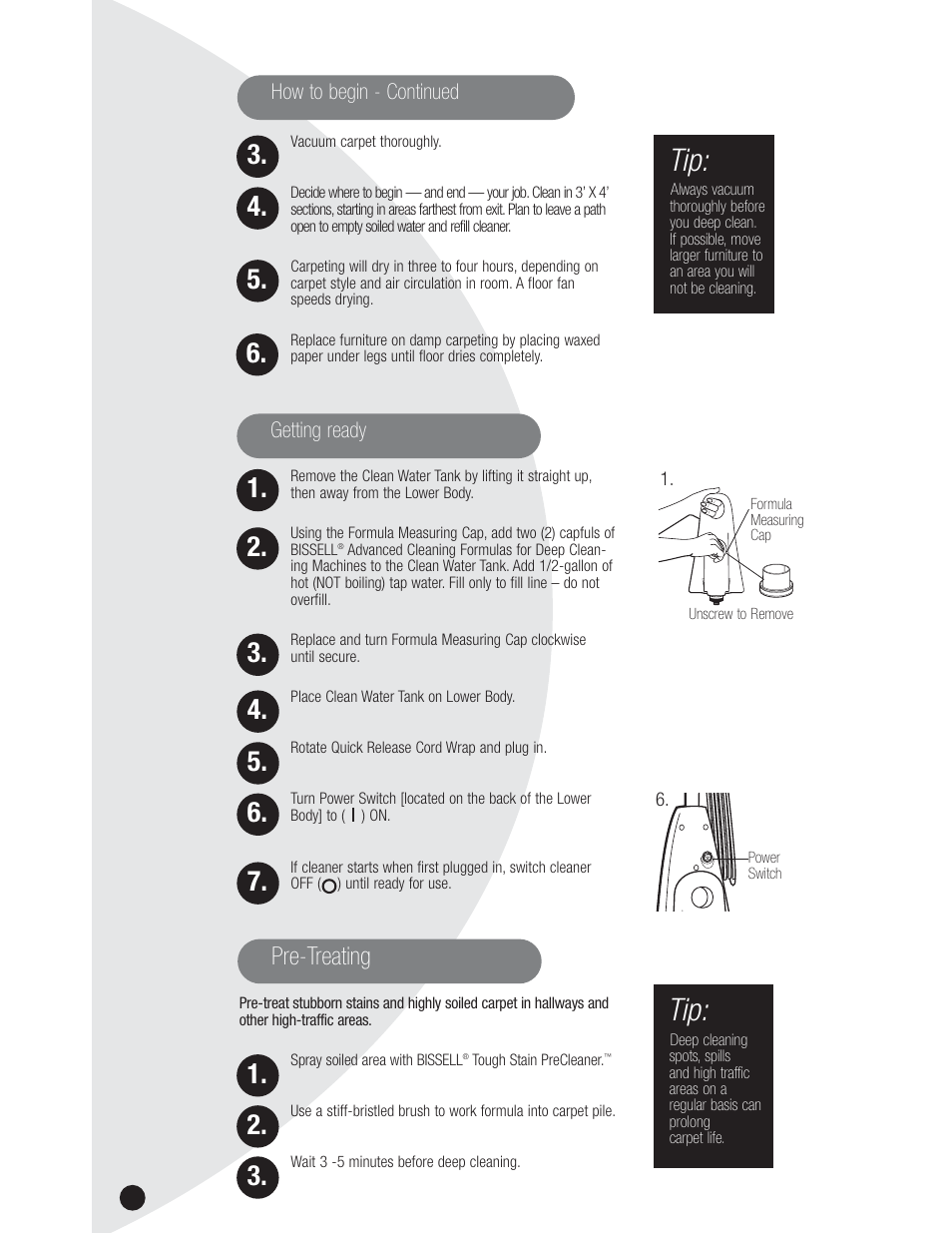 Pre-treating | Bissell QuickSteamer 1950 series User Manual | Page 6 / 12