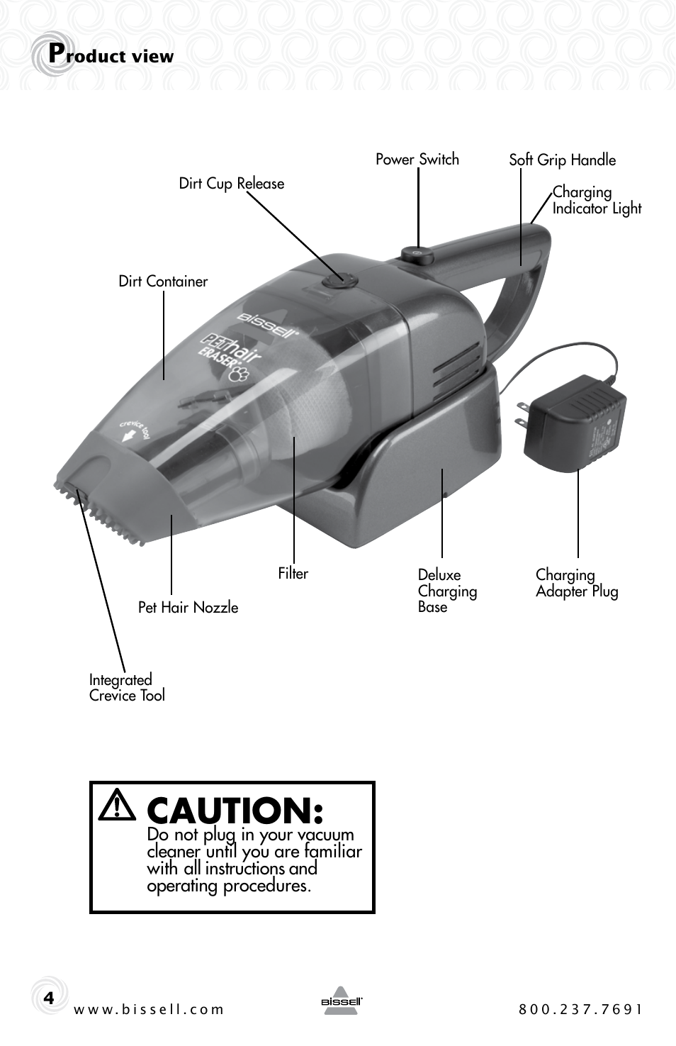 Caution | Bissell 94V5 User Manual | Page 4 / 12