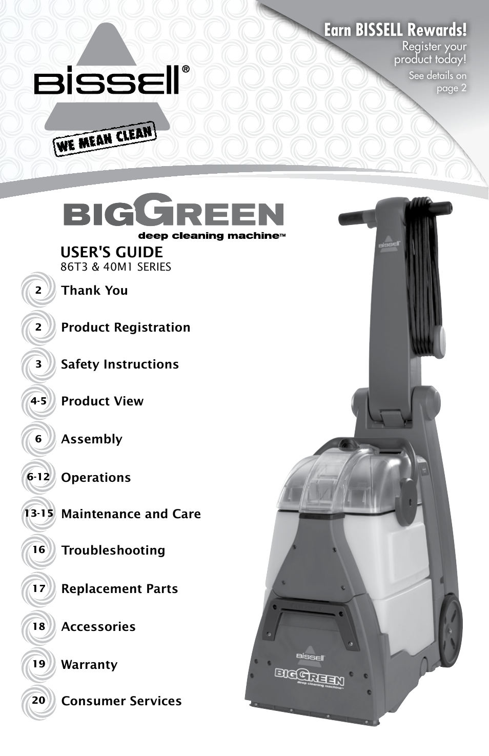 Bissell BIGGREEN 40M1 User Manual | 20 pages