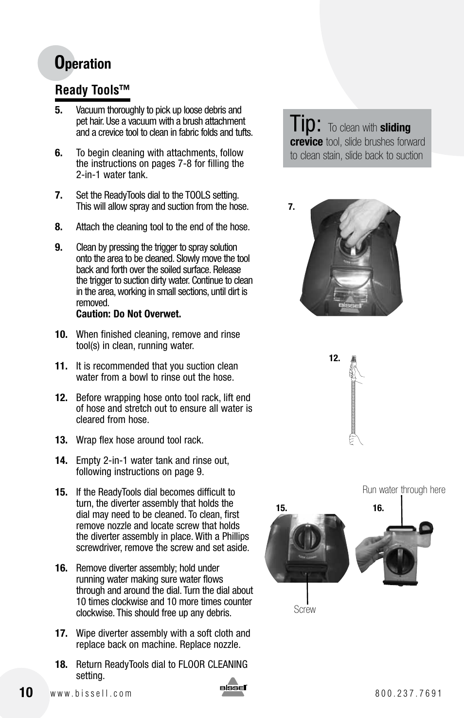 Peration | Bissell 1623 User Manual | Page 10 / 16