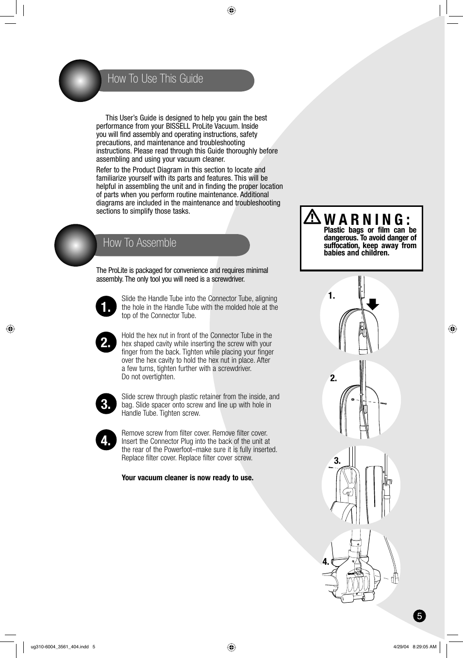How to use this guide how to assemble | Bissell 3561 User Manual | Page 5 / 12