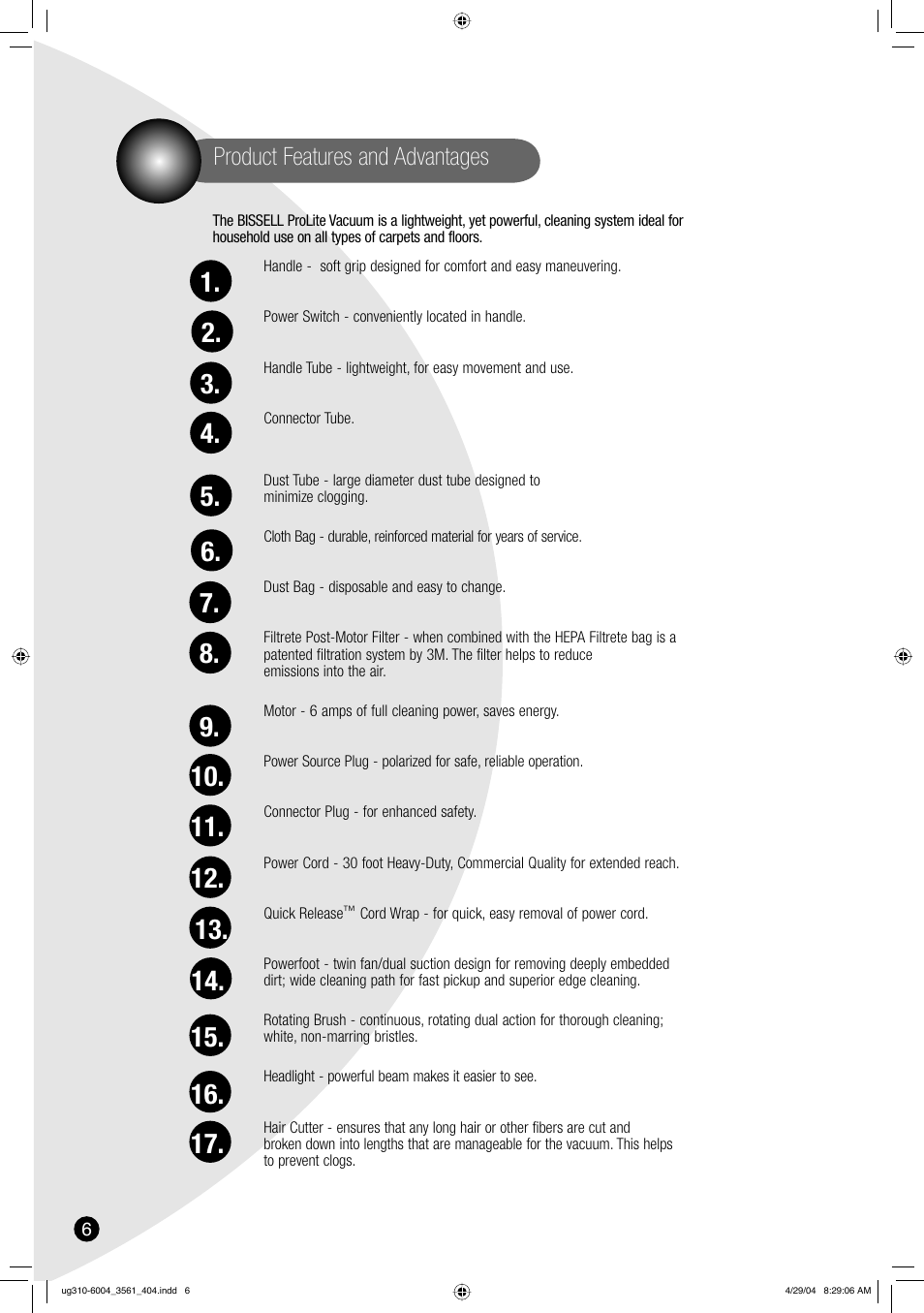 Product features and advantages | Bissell 3561 User Manual | Page 6 / 12