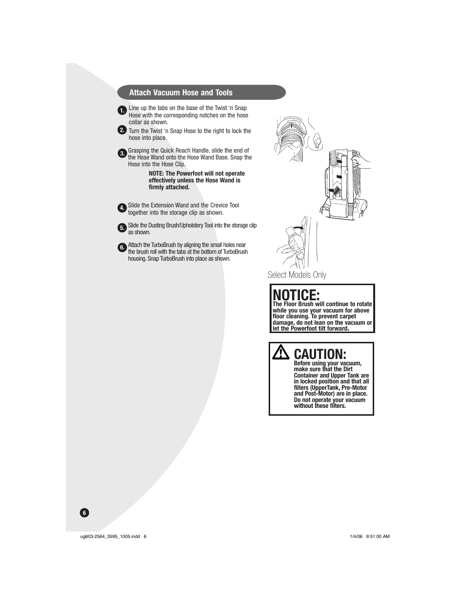 Notice, Caution | Bissell 6591 User Manual | Page 6 / 16