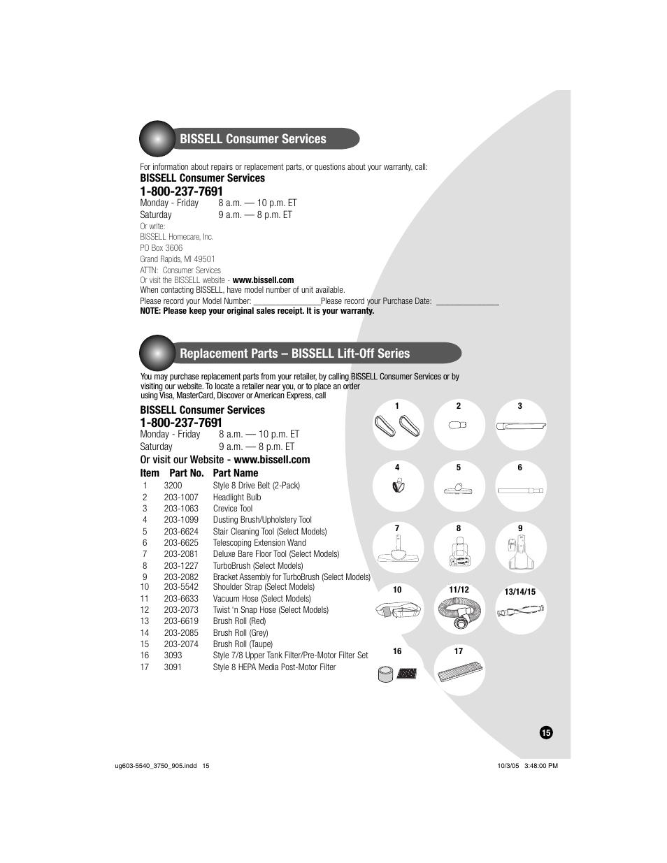 Bissell 6595 User Manual | Page 15 / 16