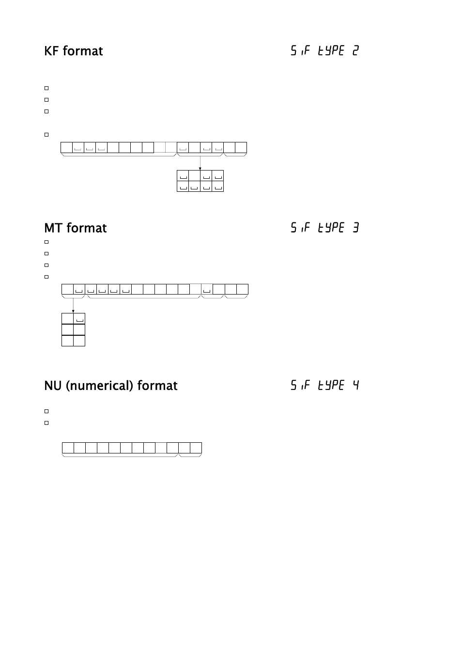 Kf format 5if type 2, Mt format 5if type 3, Nu (numerical) format 5if type 4 | A&D Weighing GH-252 User Manual | Page 42 / 86