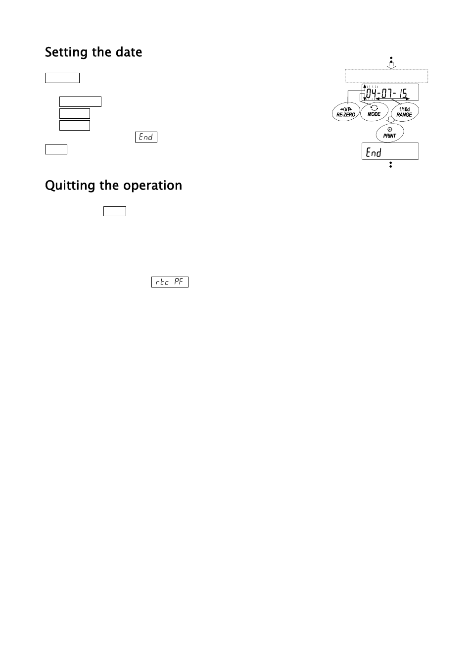 Setting the date, Quitting the operation | A&D Weighing GH-252 User Manual | Page 47 / 86